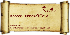 Kassai Annamária névjegykártya