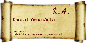 Kassai Annamária névjegykártya